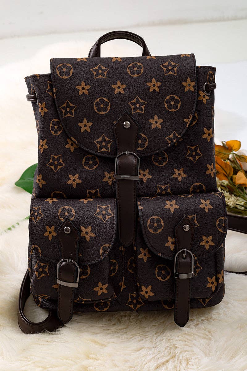 Khaki Girls Pleather Mini Backpack | Stylish Mini Diaper Bag for Kids & Tweens