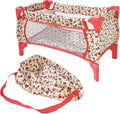 NYDC Doll Fold n' Store Pack N' Play - Beige Floral | 18 Inch Doll Playpen