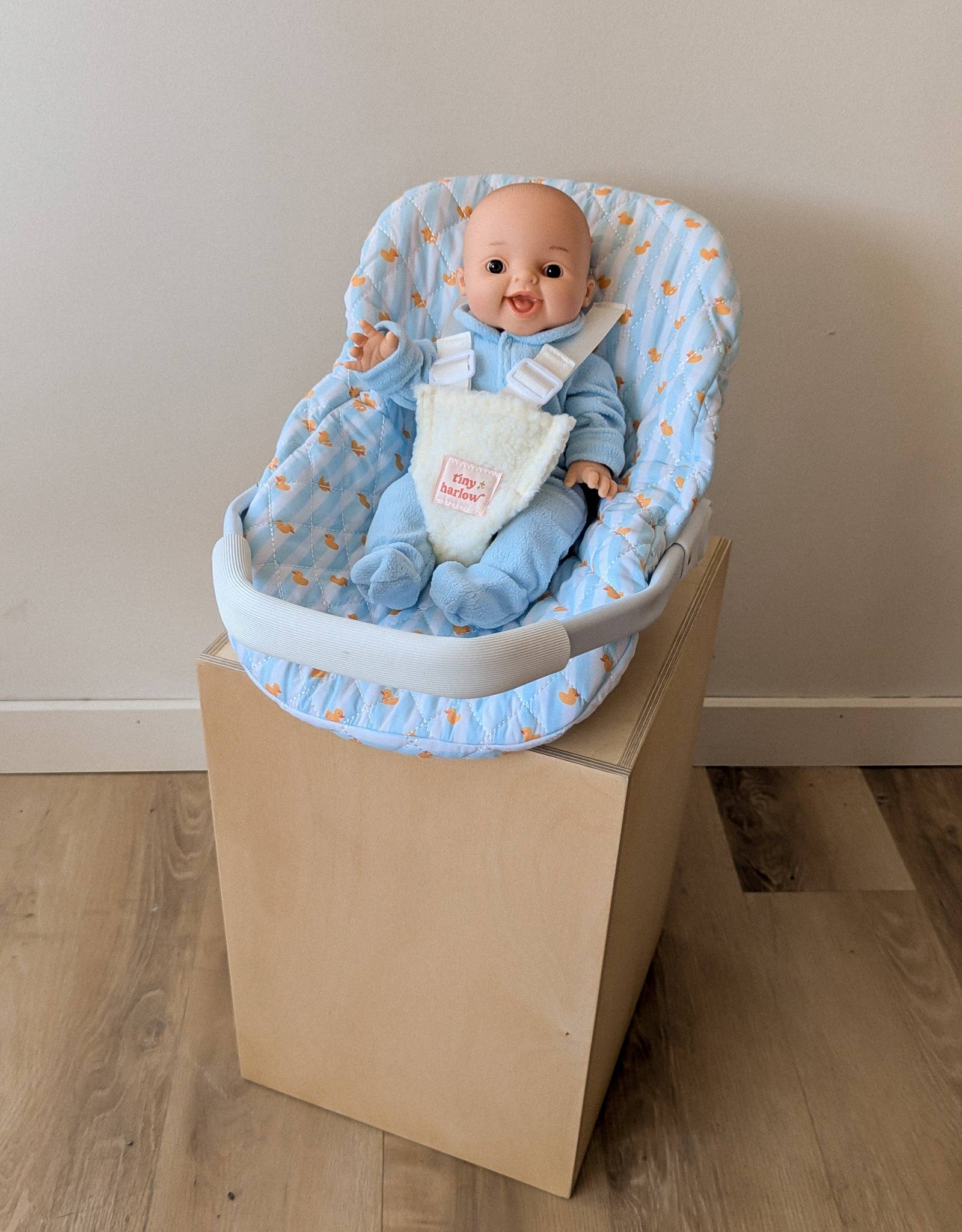Tiny Harlow Doll Car Seat Capsule - Blue Ducky | Reborn & Silicone Doll Carrier