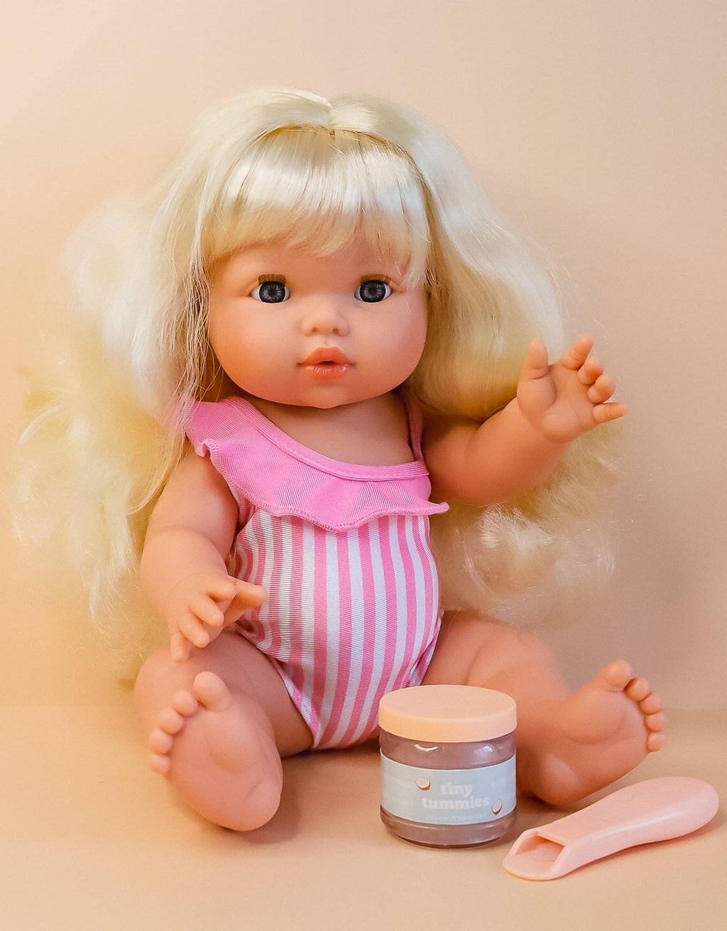 Tiny Tummies Coconut Yogurt Jar & Magic Spoon | Doll Feeding Playset for Reborn & Silicone Dolls