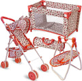 NYDC 3-in-1 Baby Doll Furniture Set - Floral | Doll Stroller, Swing & Pack N' Play