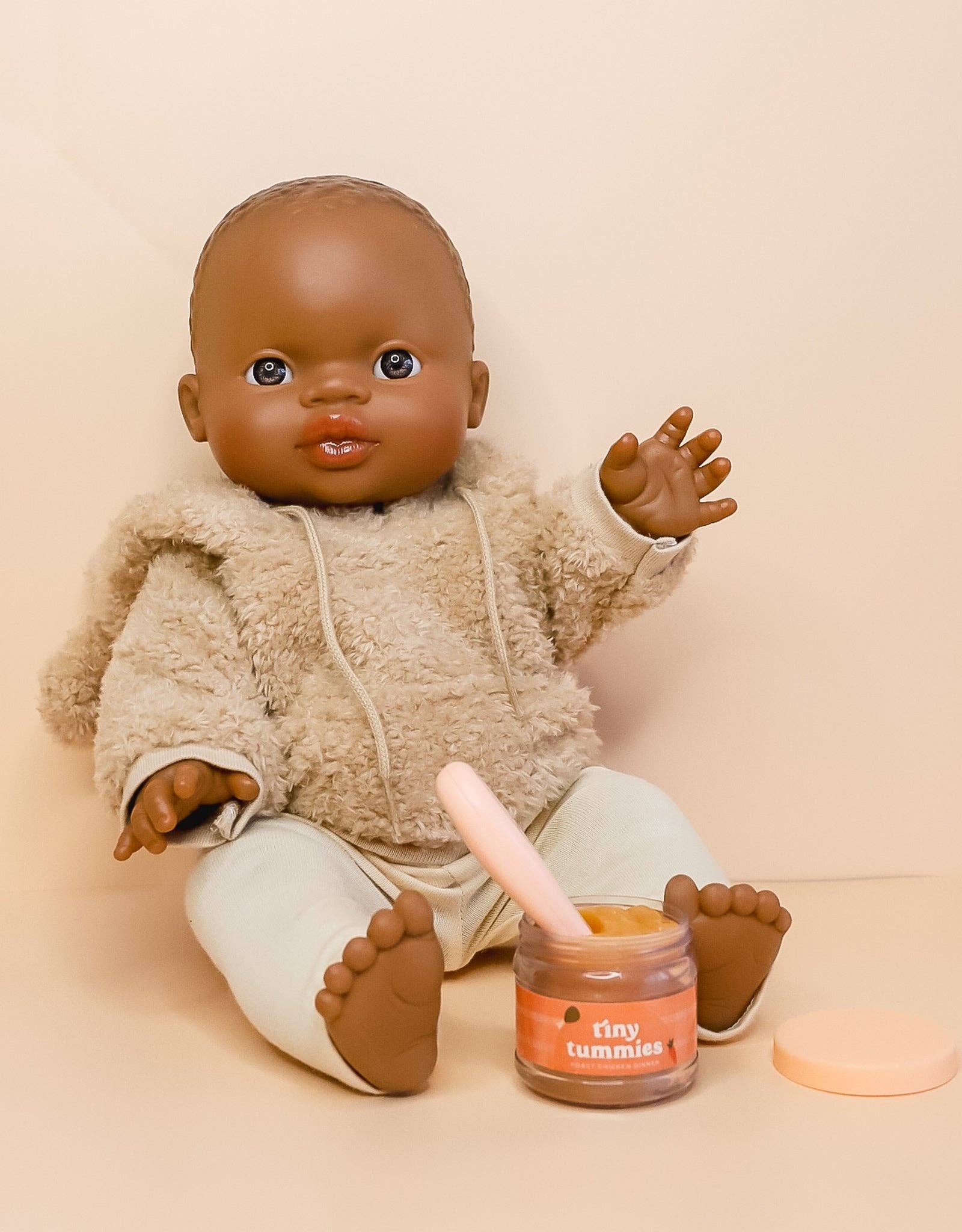 Tiny Tummies Roast Chicken Dinner Jar & Magic Spoon | Doll Mealtime Playset for Reborn & Silicone Dolls