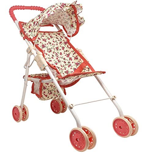 NYDC Folding Floral Doll Umbrella Stroller | Reborn & Silicone Doll Travel Pram