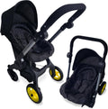 NYDC 2-in-1 Convertible Doll Car Seat & Stroller Combo - Black | Reborn & Silicone Doll Pram