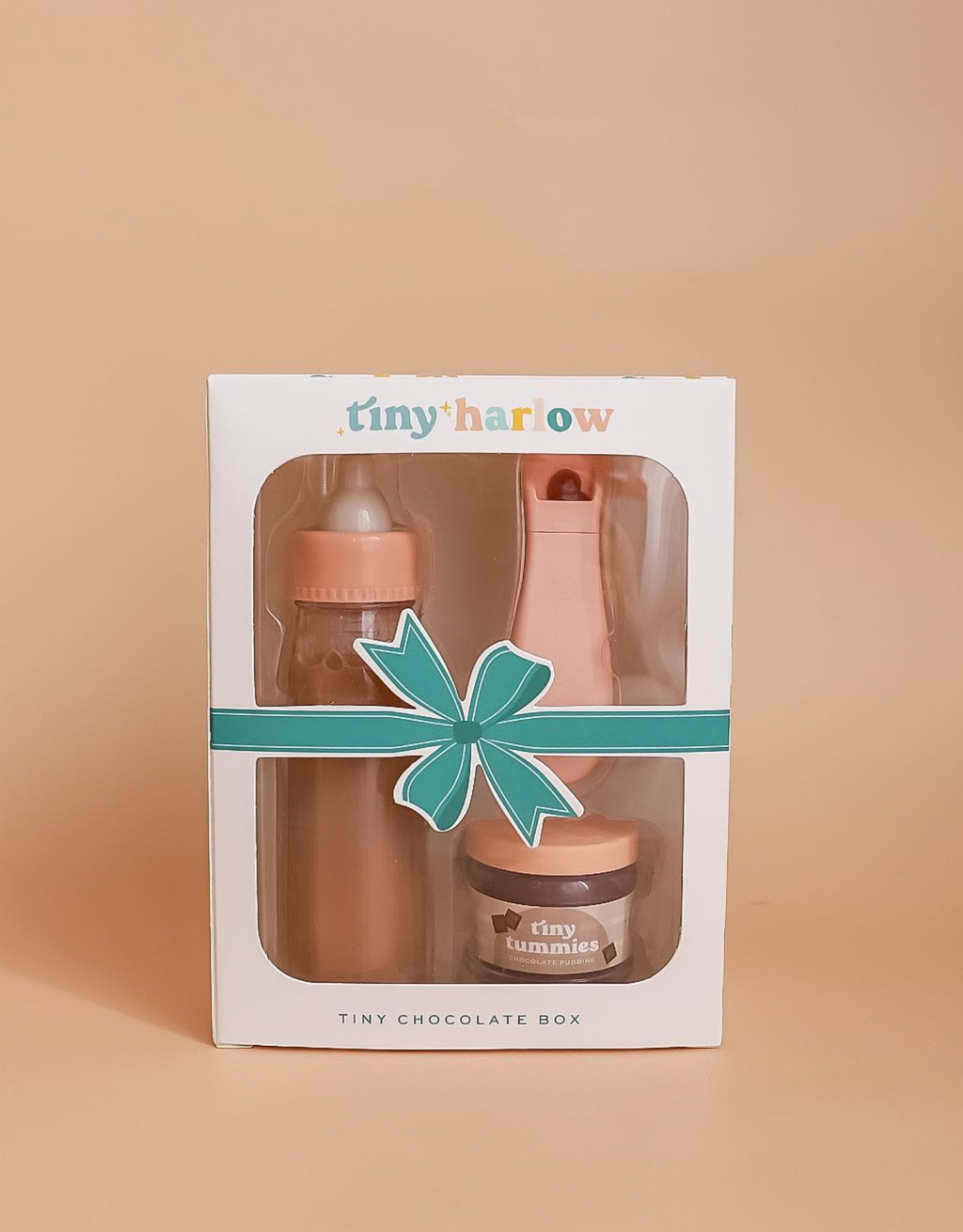 Tiny Tummies Chocolate Milk & Pudding Doll Feeding Set | Magic Bottle & Spoon