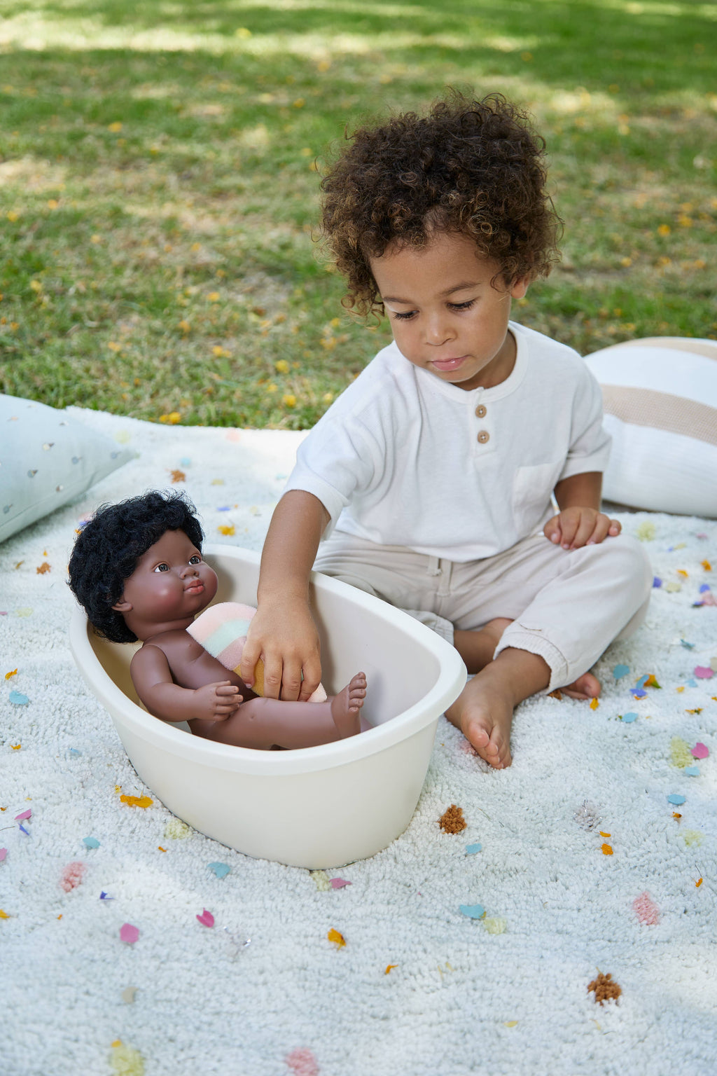Reborn Doll Bathtub & Rainbow Sponge Set | Eco-Friendly Bioplastic Baby Doll Bath Tub for Dolls Up to 20"