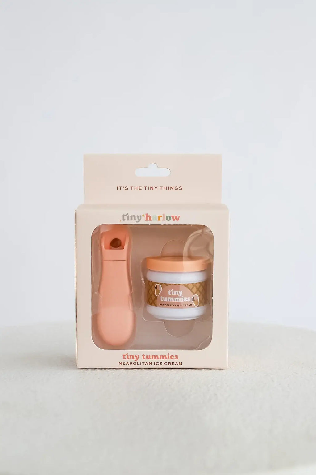 Tiny Tummies Neapolitan Ice Cream Jar & Magic Spoon | Doll Feeding Playset
