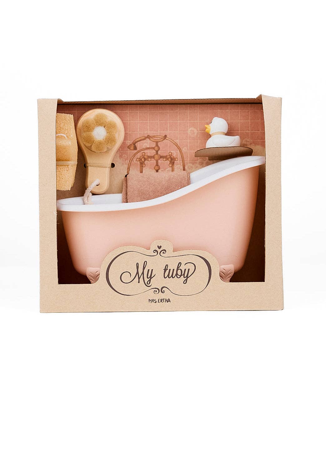 My Tubby Doll Bath Set - Coral | Silicone Baby Doll Bathtub Playset