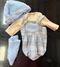 Blue Plaid Jumper Set with Hat & Socks
