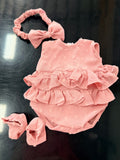Mauve Ruffle Jumper with Bow & Booties