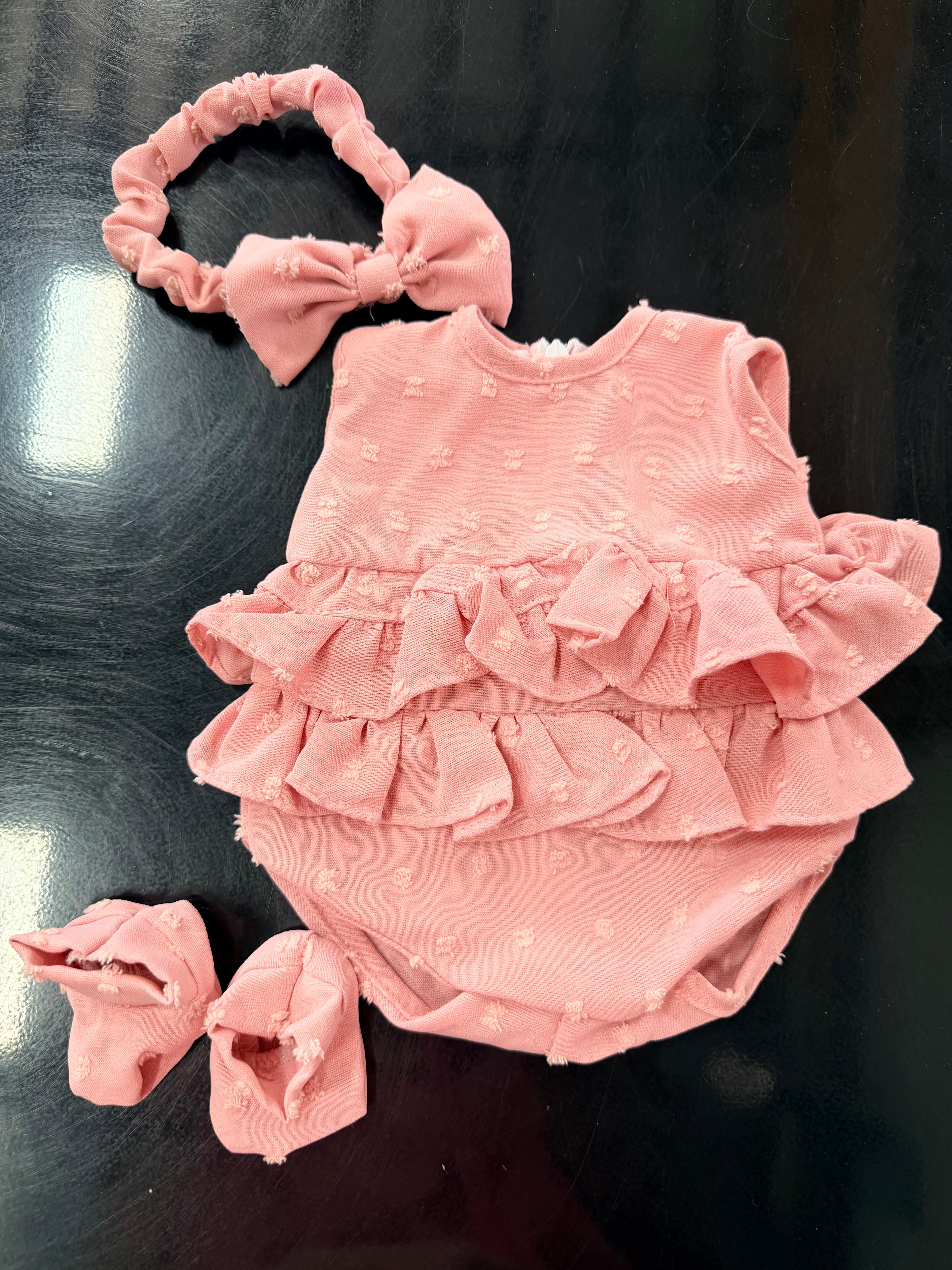 Mauve Ruffle Jumper with Bow & Booties