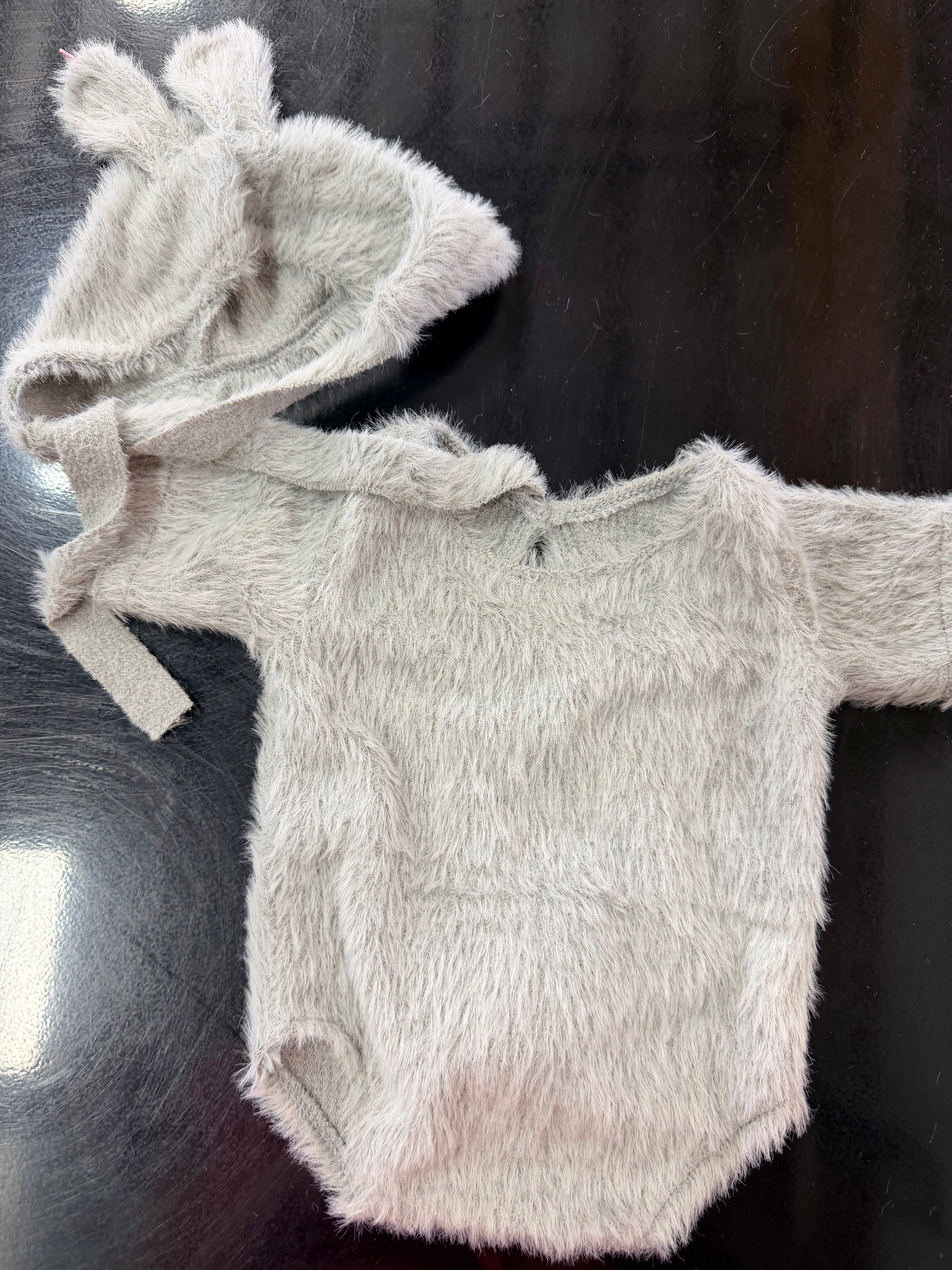 Grey Bunny Jumper with Tail & Hat