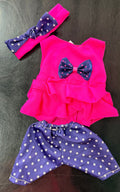 Hot Pink 3-Piece Bow Top, Bloomers & Bow Set