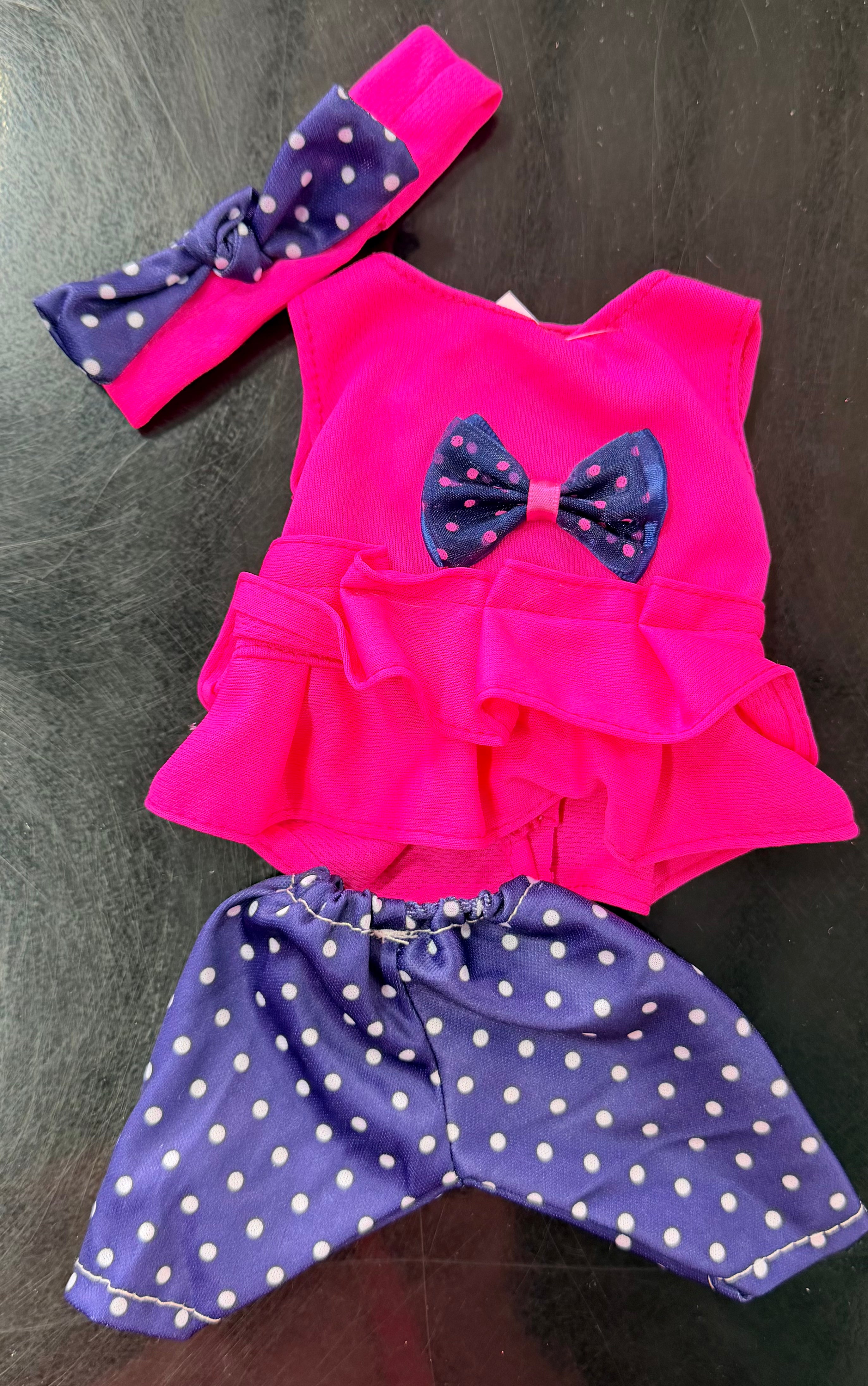 Hot Pink 3-Piece Bow Top, Bloomers & Bow Set