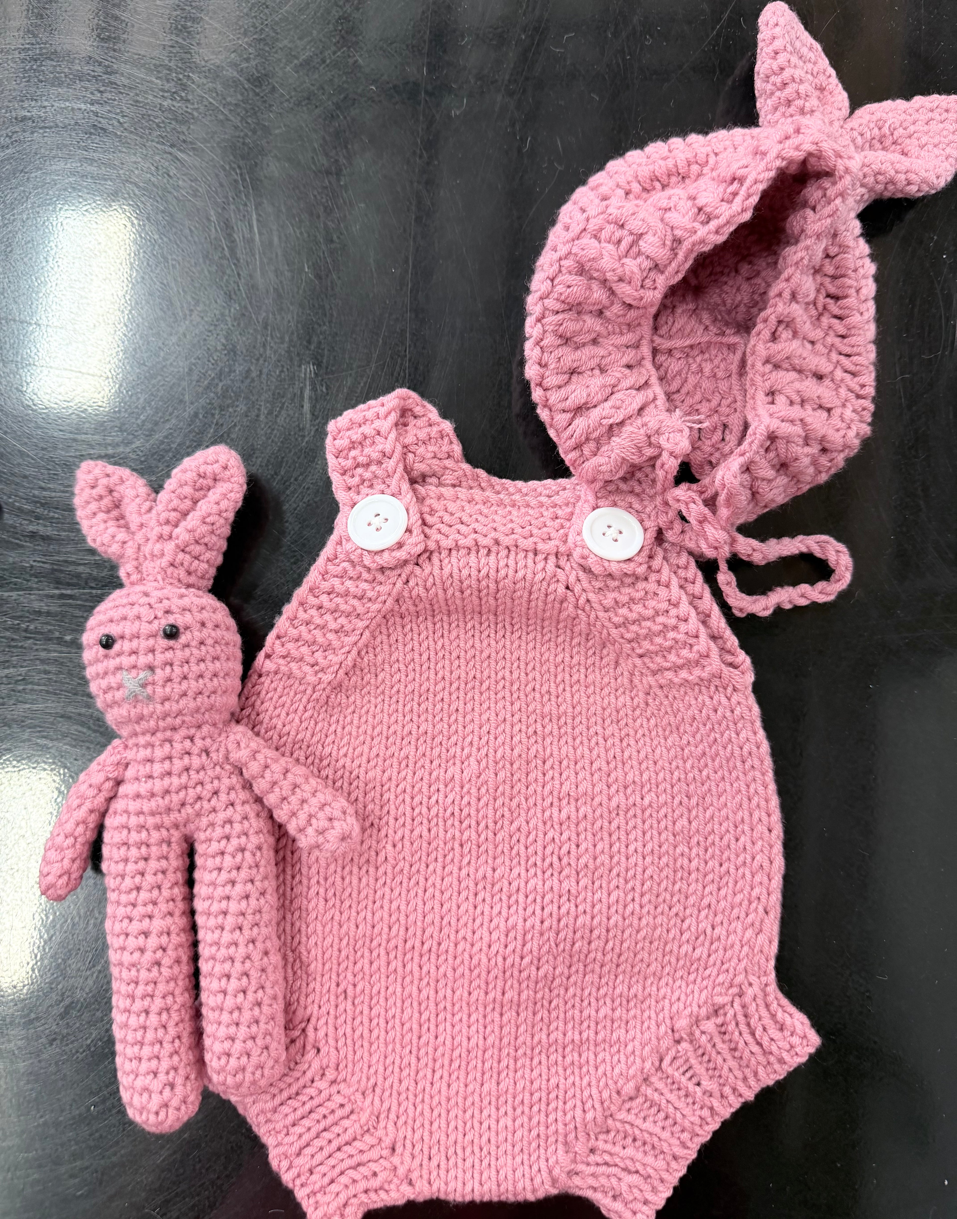 Crochet Jumper Set with Hat & Bunny Toy