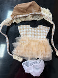 3-Piece Lace Ruffle Dress, Bloomers & Hat Set