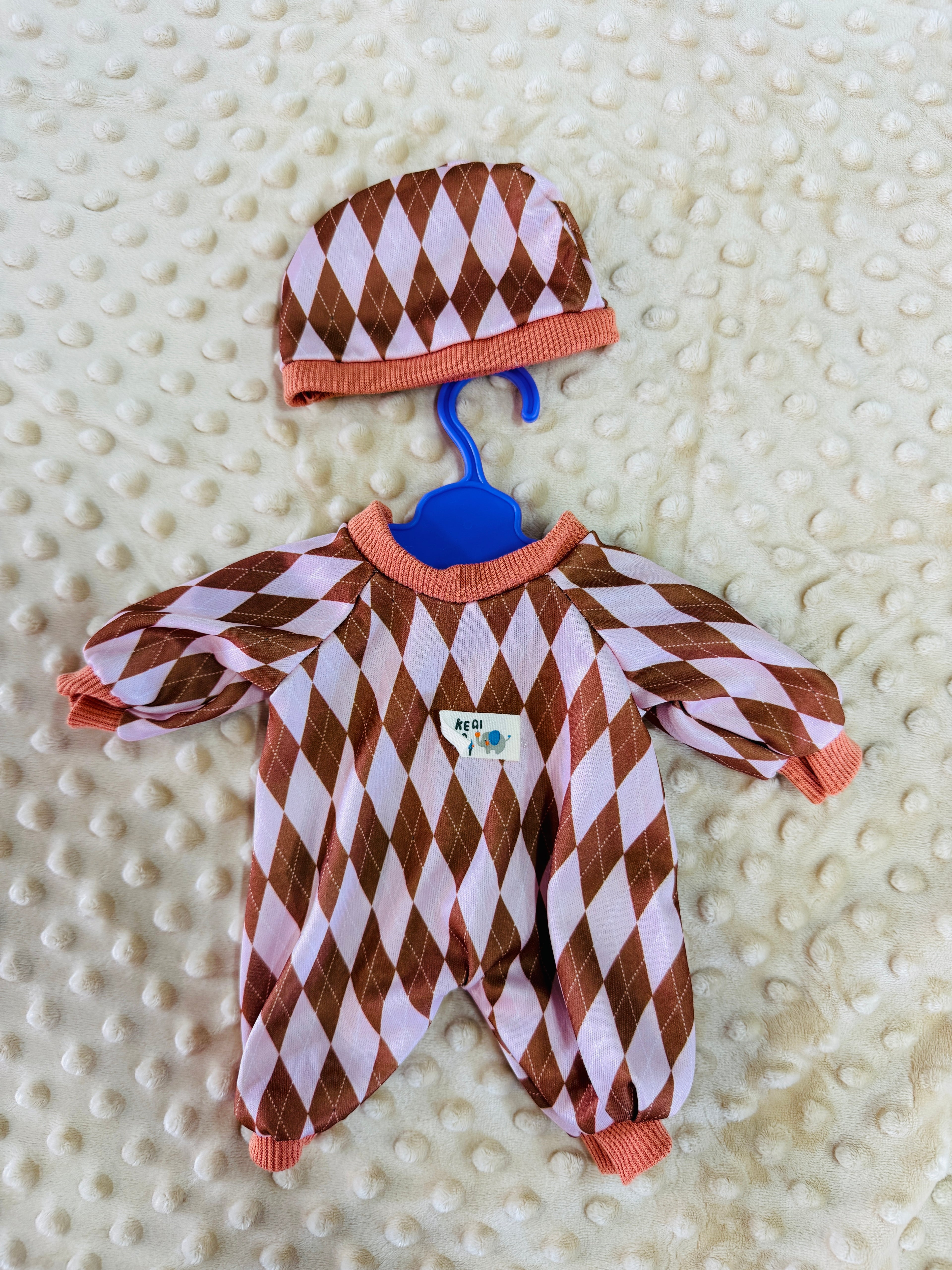Geometric Print Onesie & Hat Set – 12" Preemie Silicone Baby Doll Outfit
