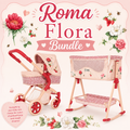 Roma Flora Bundle – Single Doll Pram & Bedside Crib Set