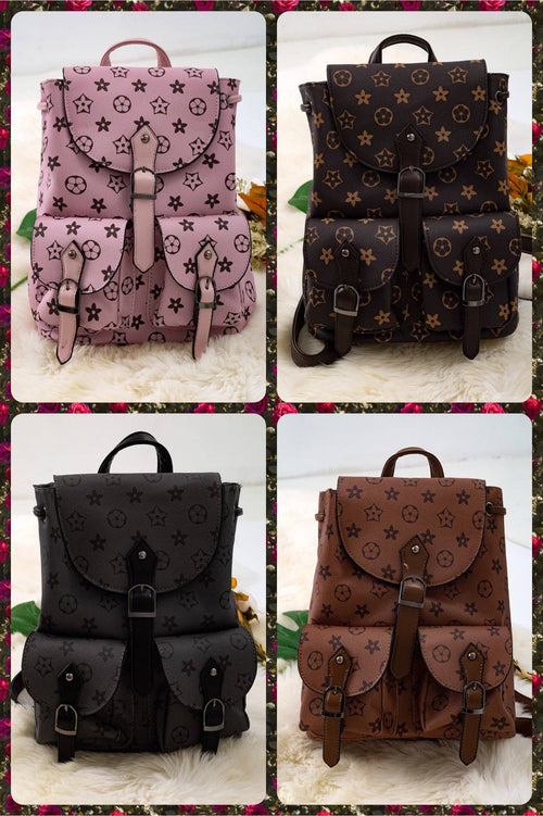 Khaki Girls Pleather Mini Backpack | Stylish Mini Diaper Bag for Kids & Tweens