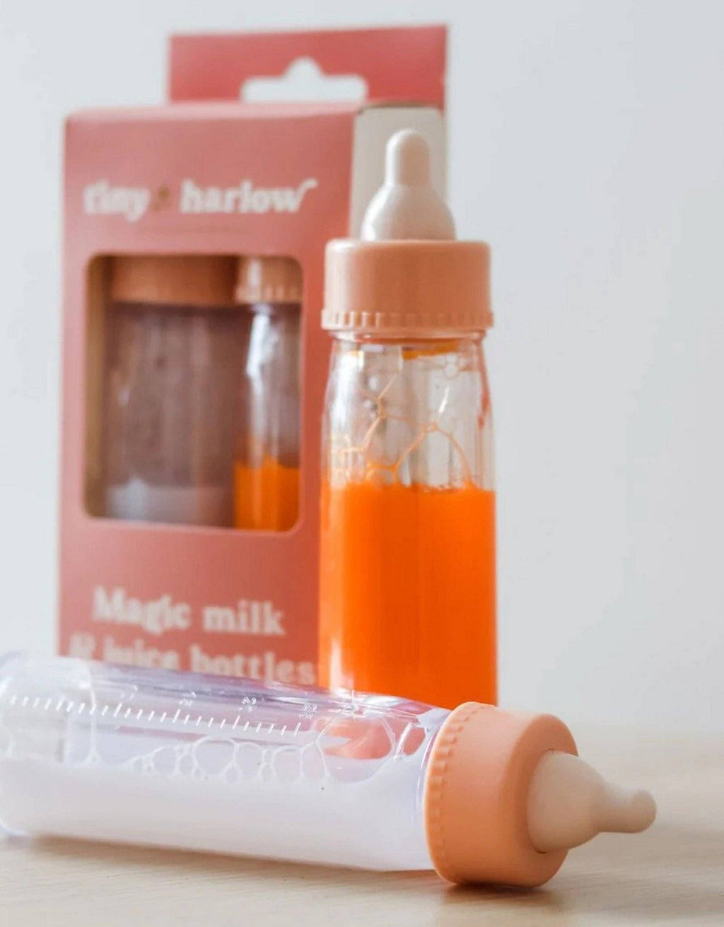 Tiny Tummies Magic Milk & Juice Bottle Set | Doll Feeding Bottles for Reborn & Silicone Dolls