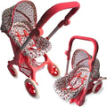 NYDC 2-in-1 Convertible Doll Car Seat & Stroller Combo - Floral | Reborn & Silicone Doll Pram