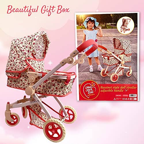 NYDC Convertible Combo Doll Stroller - Vintage Floral | Reborn & Silicone Doll Pram