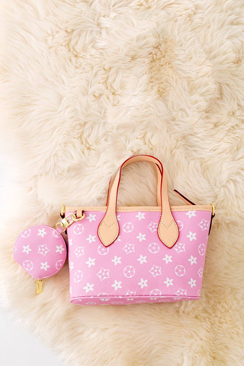 Pink Girls Tote Bag | Stylish Mini Diaper Tote with Inside Pocket for Kids & Tweens