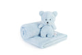Blue Baby Blanket with Bear Plush Toy