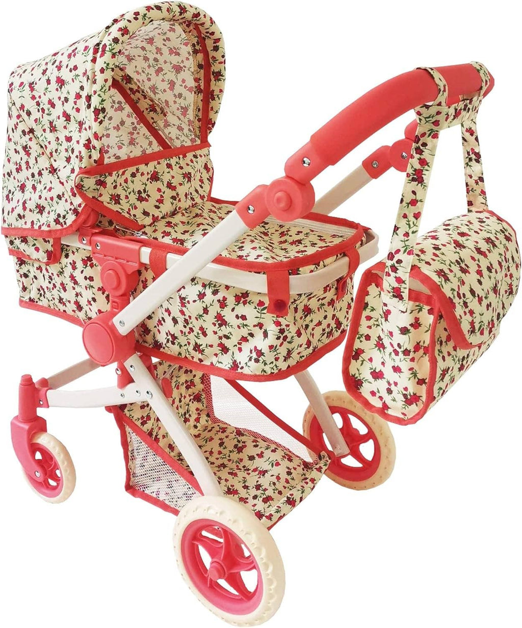 NYDC Convertible Combo Doll Stroller - Vintage Floral | Reborn & Silicone Doll Pram