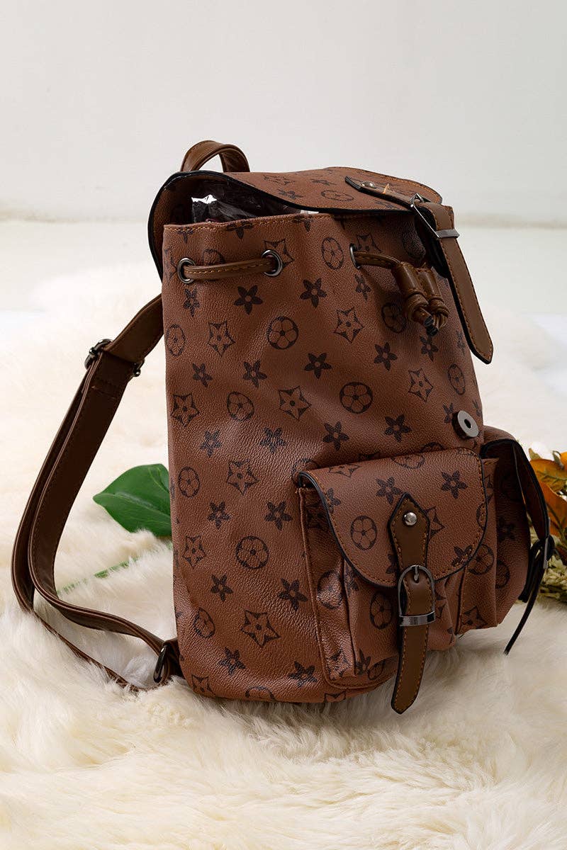 Khaki Girls Pleather Mini Backpack | Stylish Mini Diaper Bag for Kids & Tweens